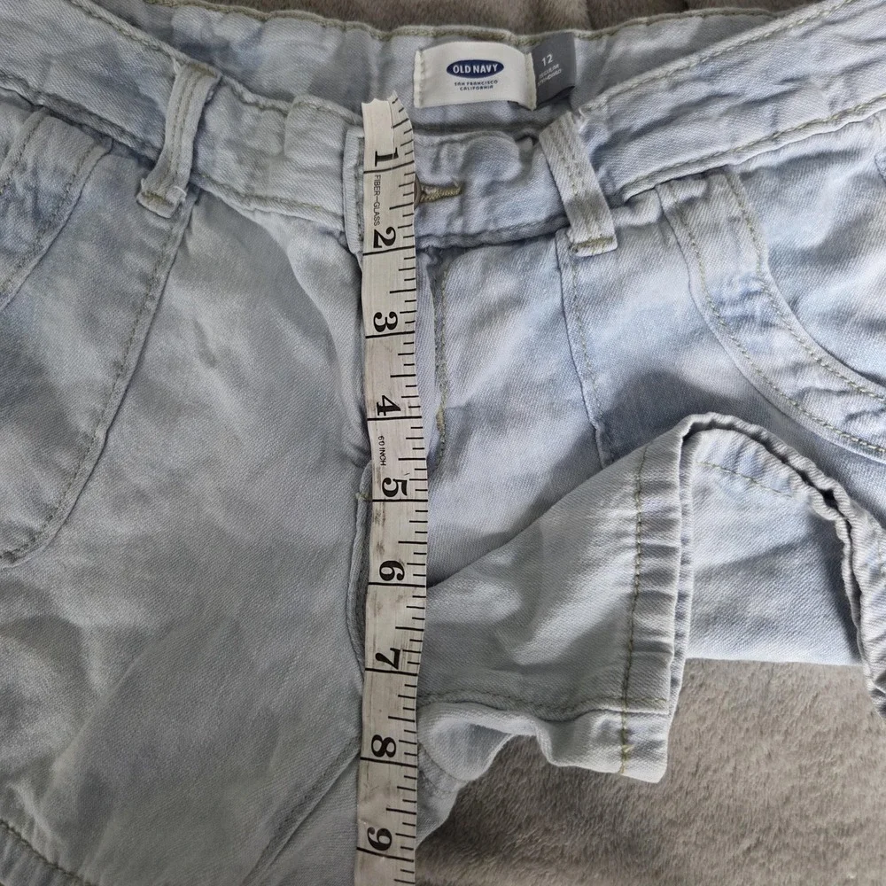 Old Navy Shorts Girls 12 Blue Chino Light Wash Denim Zip Fly Pockets Casual